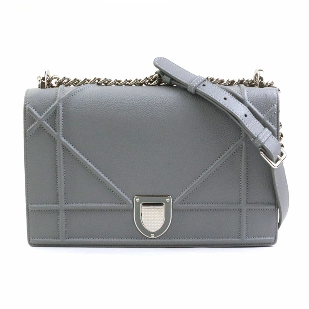 Christian Dior shoulder bag Diorama leather gray